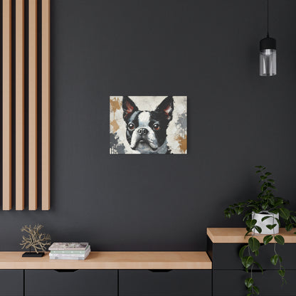 Boston Terrier Oil Canvas Painting Print – A Charming Addition for Dog Lovers and Art Collectors