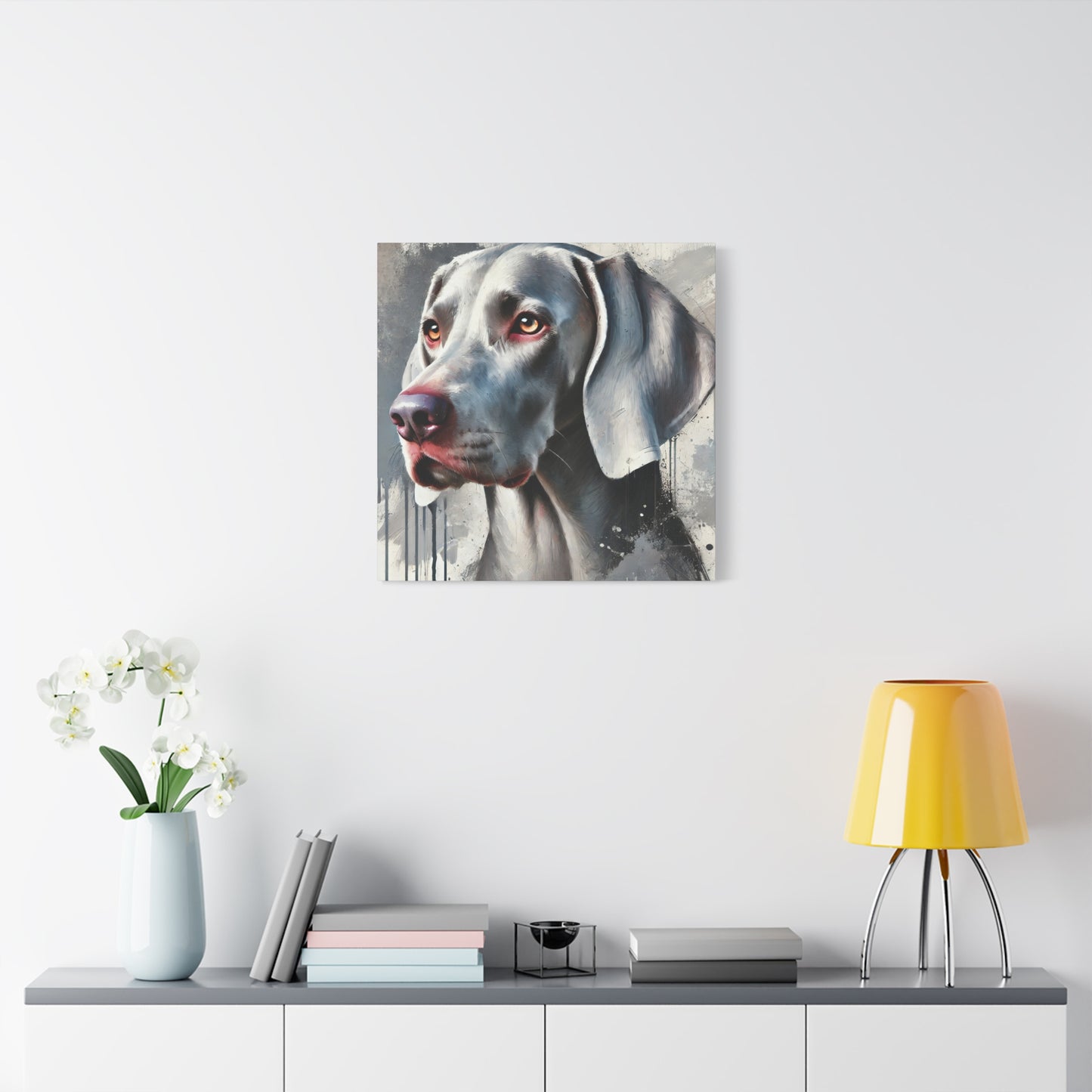 Weimaraner Dog Oil Canvas Painting Print – Perfect for Dog Lovers and Art Enthusiasts