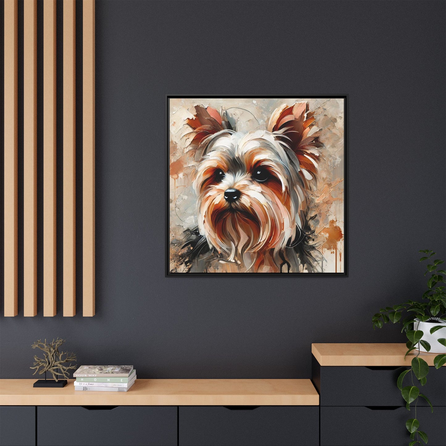 Yorkshire Terrier Oil Canvas Painting Print With Frame