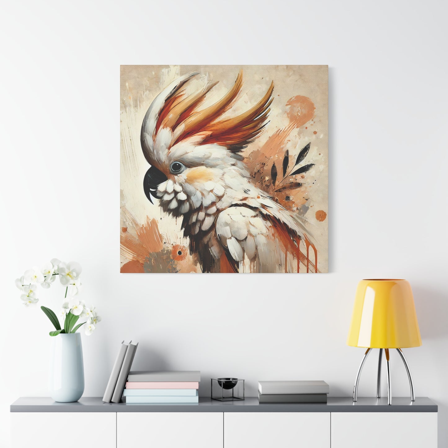 Cockatoo Oil Canvas Painting Print – A Stunning Addition for Bird Lovers and Home Decor