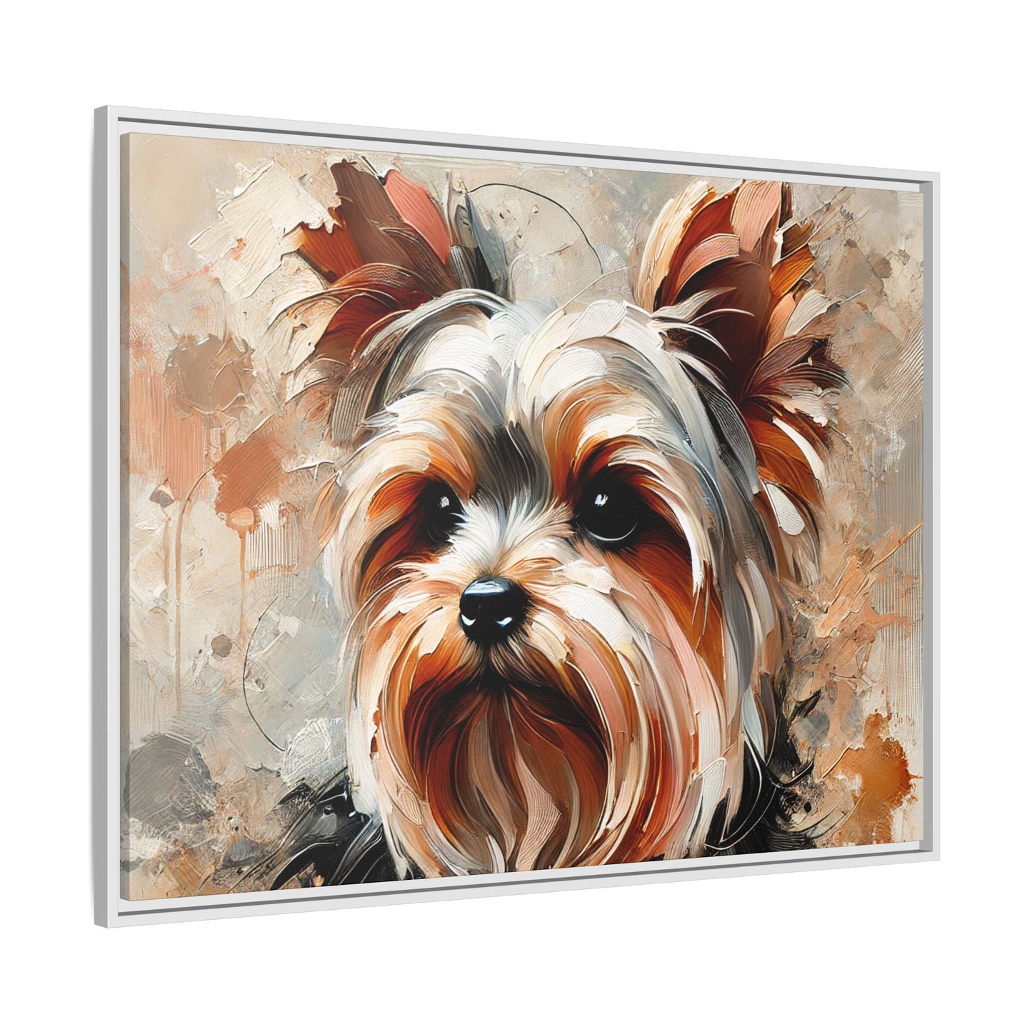 Yorkshire Terrier Oil Canvas Painting Print With Frame