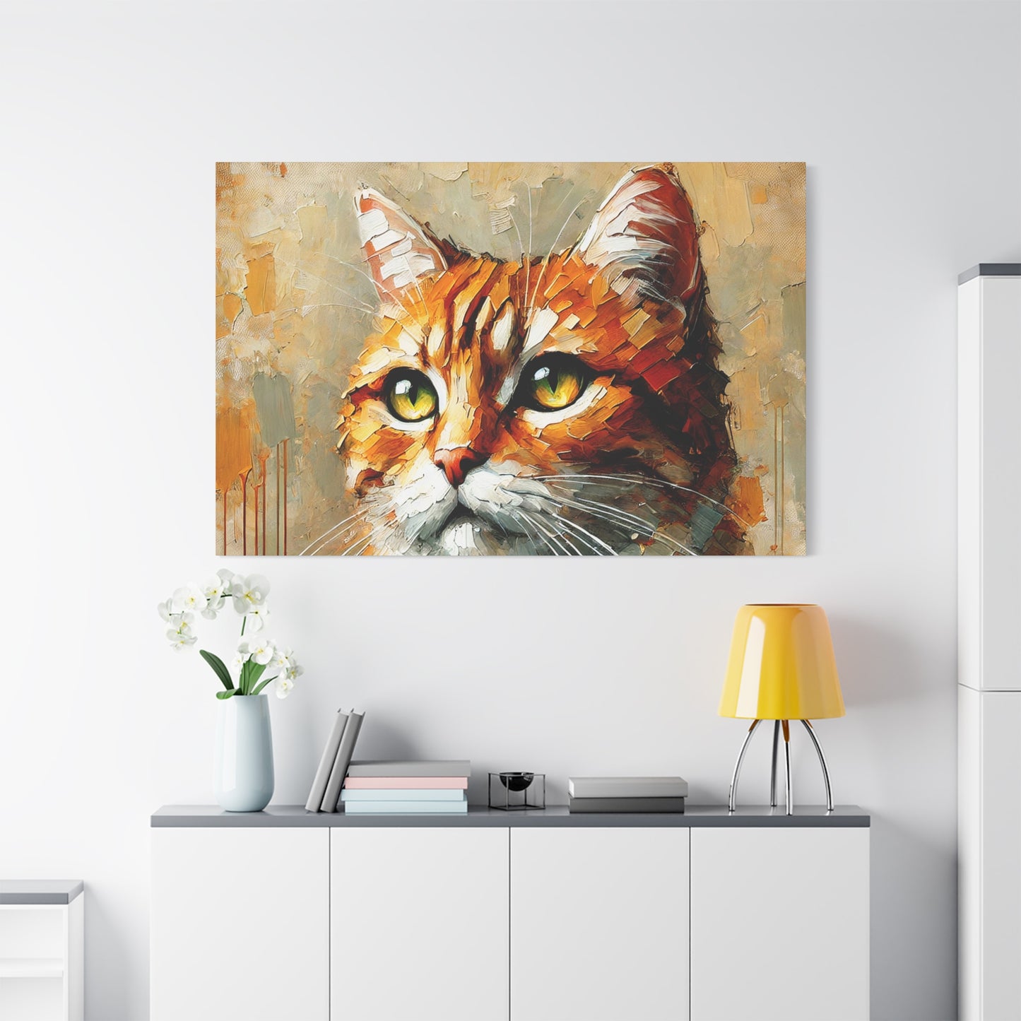 Orange Tabby Cat Oil Canvas Painting Print – A Delightful Addition for Cat Lovers and Home Decor