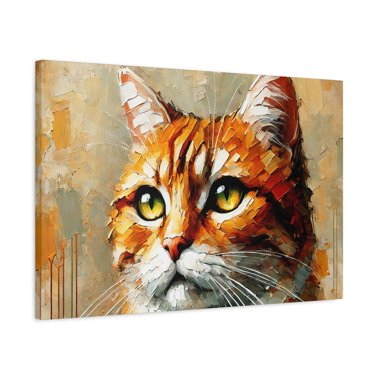 Orange Tabby Cat Oil Canvas Painting Print – A Delightful Addition for Cat Lovers and Home Decor