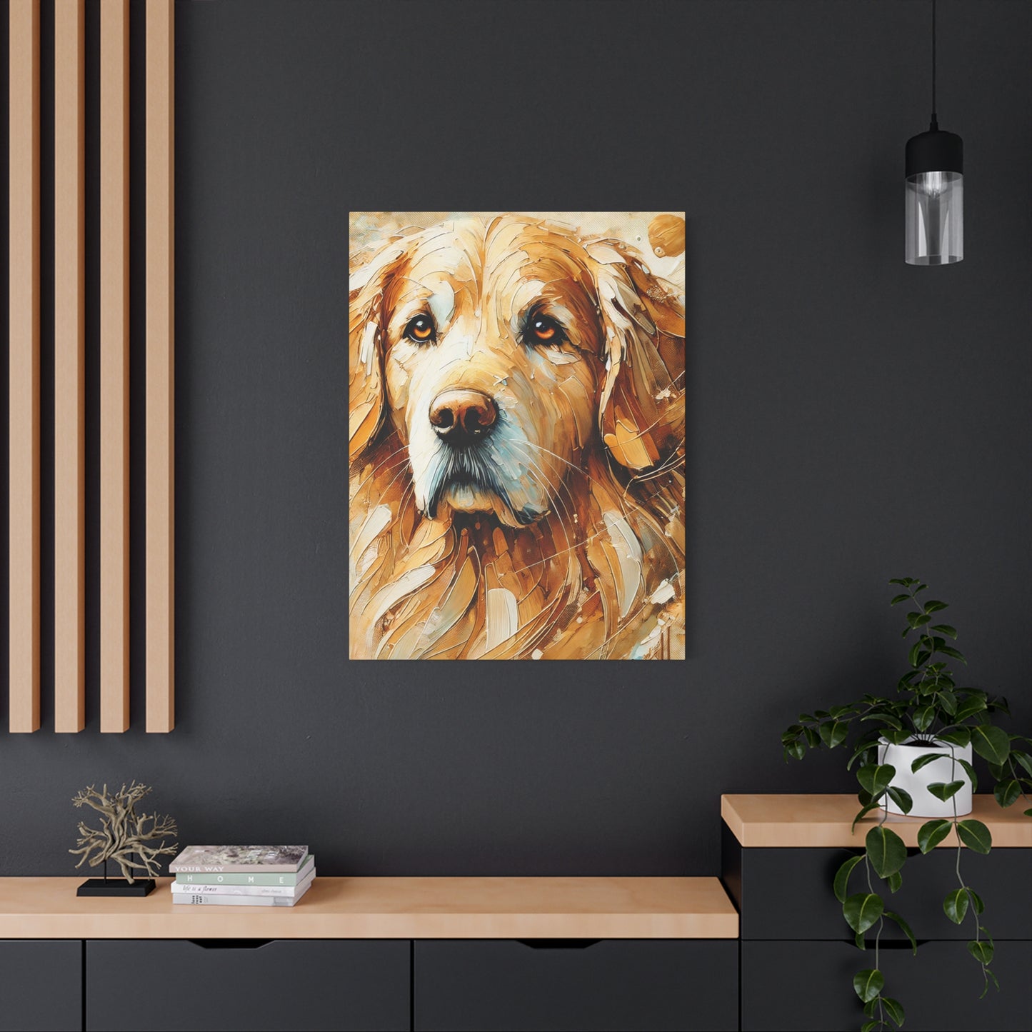 Golden Retriever Oil Canvas Painting Print – A Heartwarming Addition for Dog Lovers and Home Decor