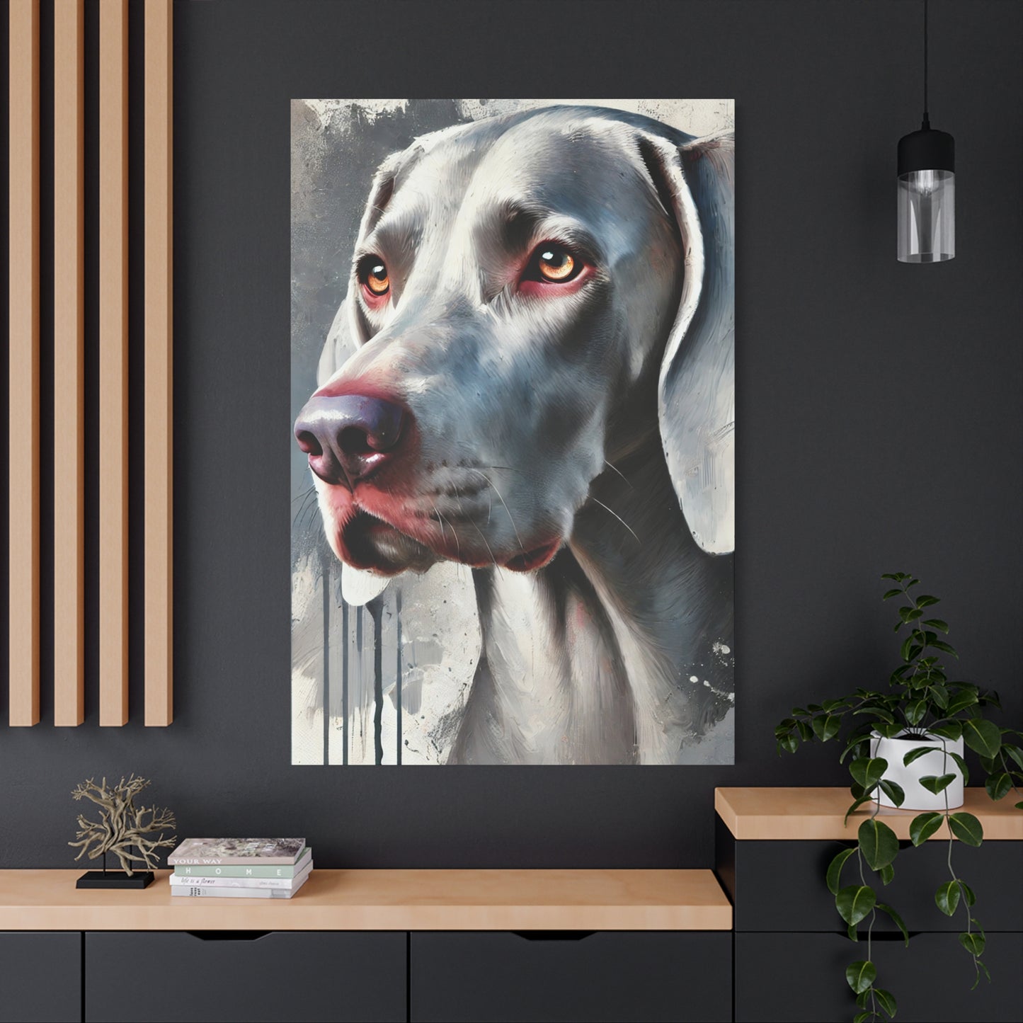 Weimaraner Dog Oil Canvas Painting Print – Perfect for Dog Lovers and Art Enthusiasts