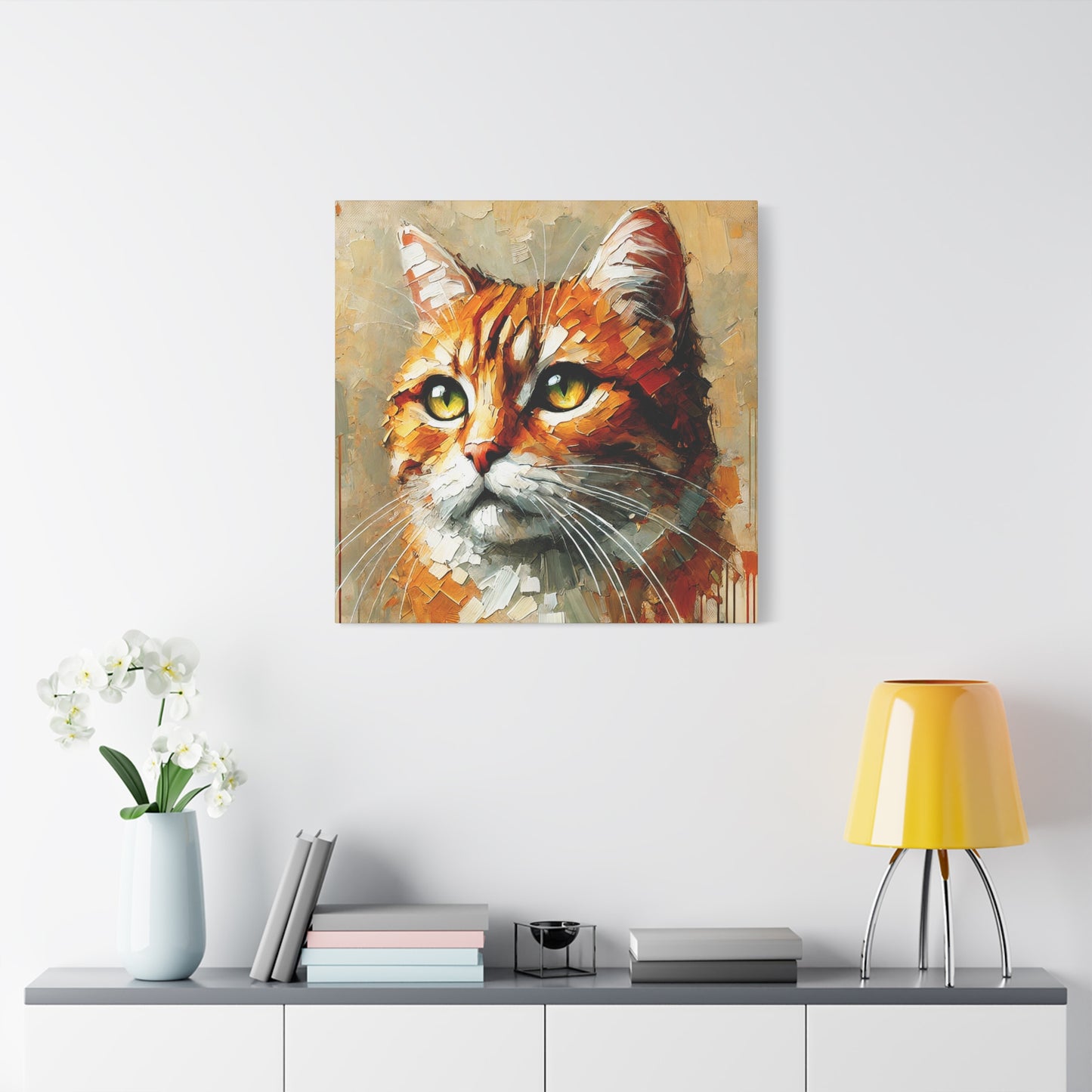 Orange Tabby Cat Oil Canvas Painting Print – A Delightful Addition for Cat Lovers and Home Decor