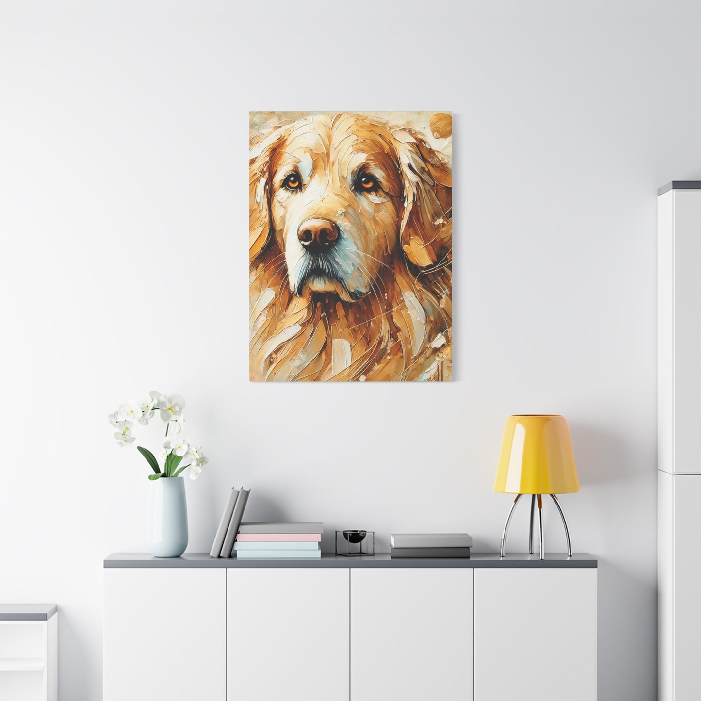 Golden Retriever Oil Canvas Painting Print – A Heartwarming Addition for Dog Lovers and Home Decor