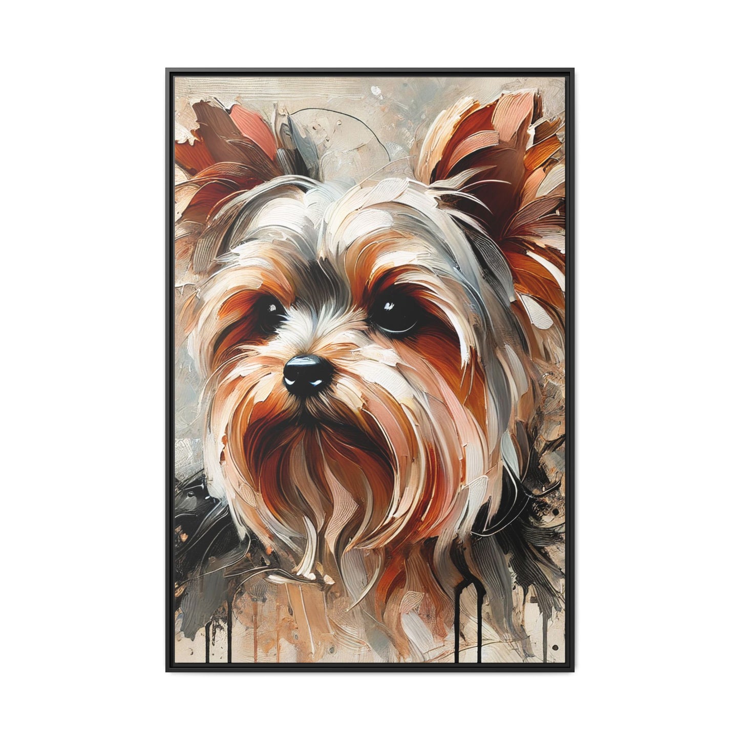 Yorkshire Terrier Oil Canvas Painting Print With Frame