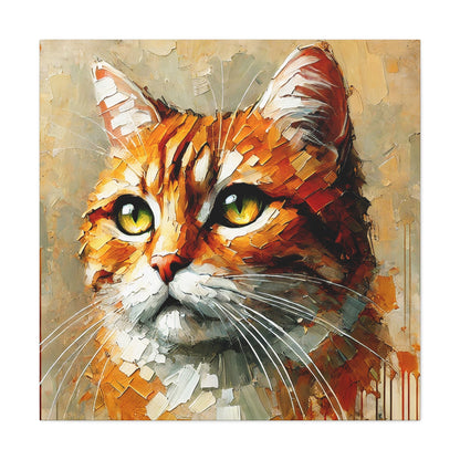 Orange Tabby Cat Oil Canvas Painting Print – A Delightful Addition for Cat Lovers and Home Decor