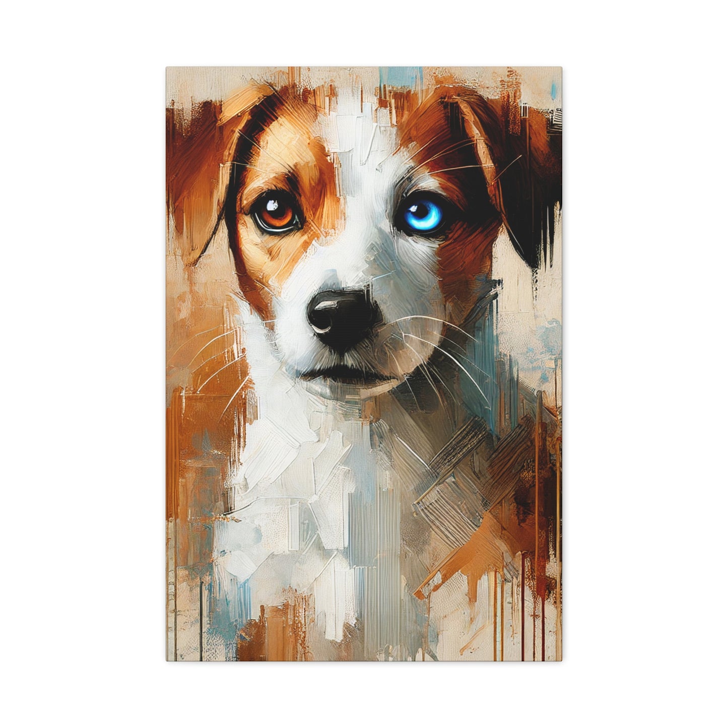 Jack Russell Terrier Mix Oil Canvas Painting Print – Ideal for Dog Lovers and Art Collector