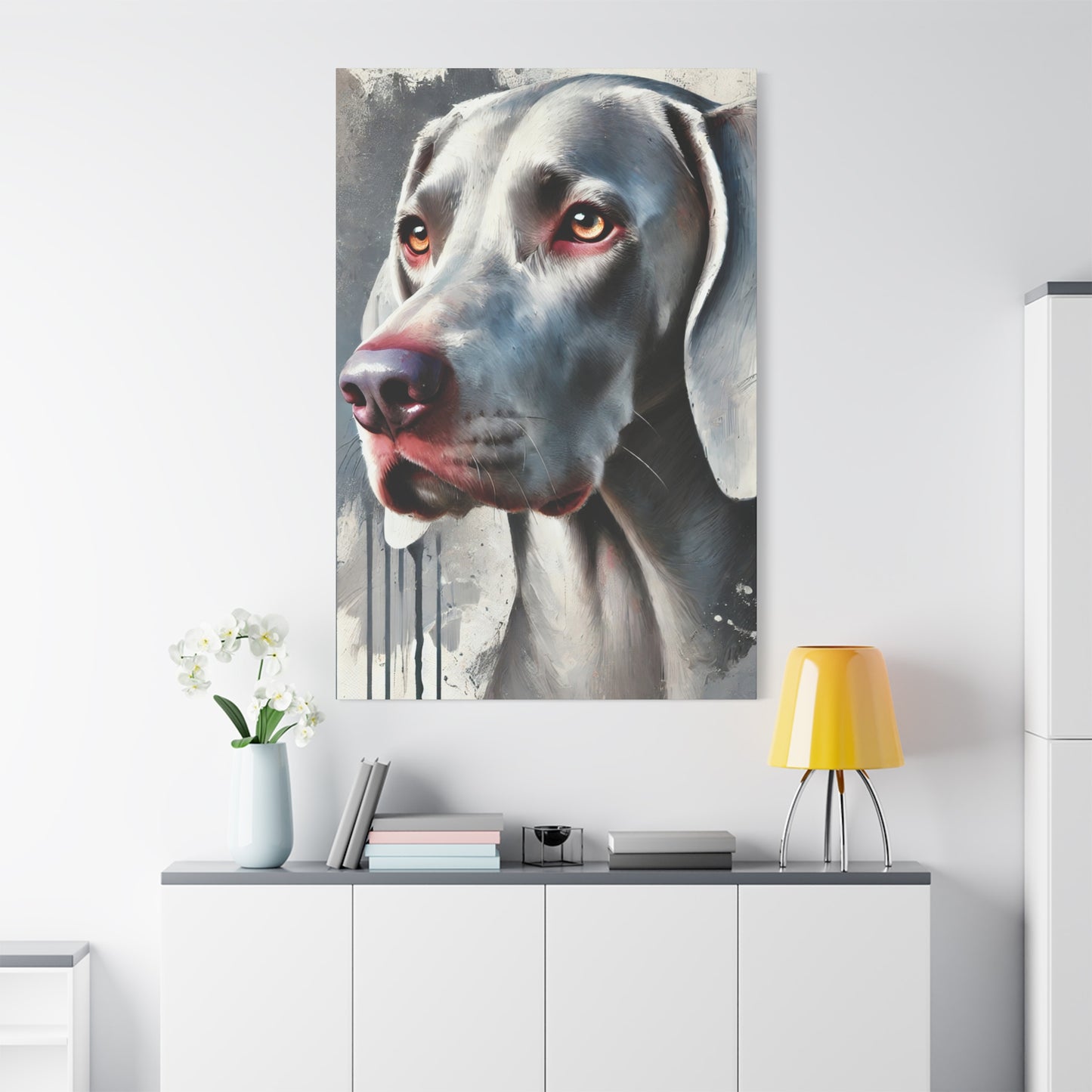 Weimaraner Dog Oil Canvas Painting Print – Perfect for Dog Lovers and Art Enthusiasts