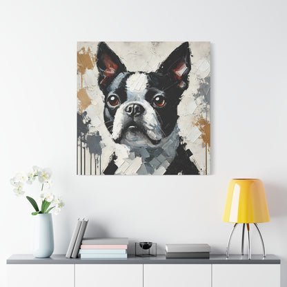 Boston Terrier Oil Canvas Painting Print – A Charming Addition for Dog Lovers and Art Collectors