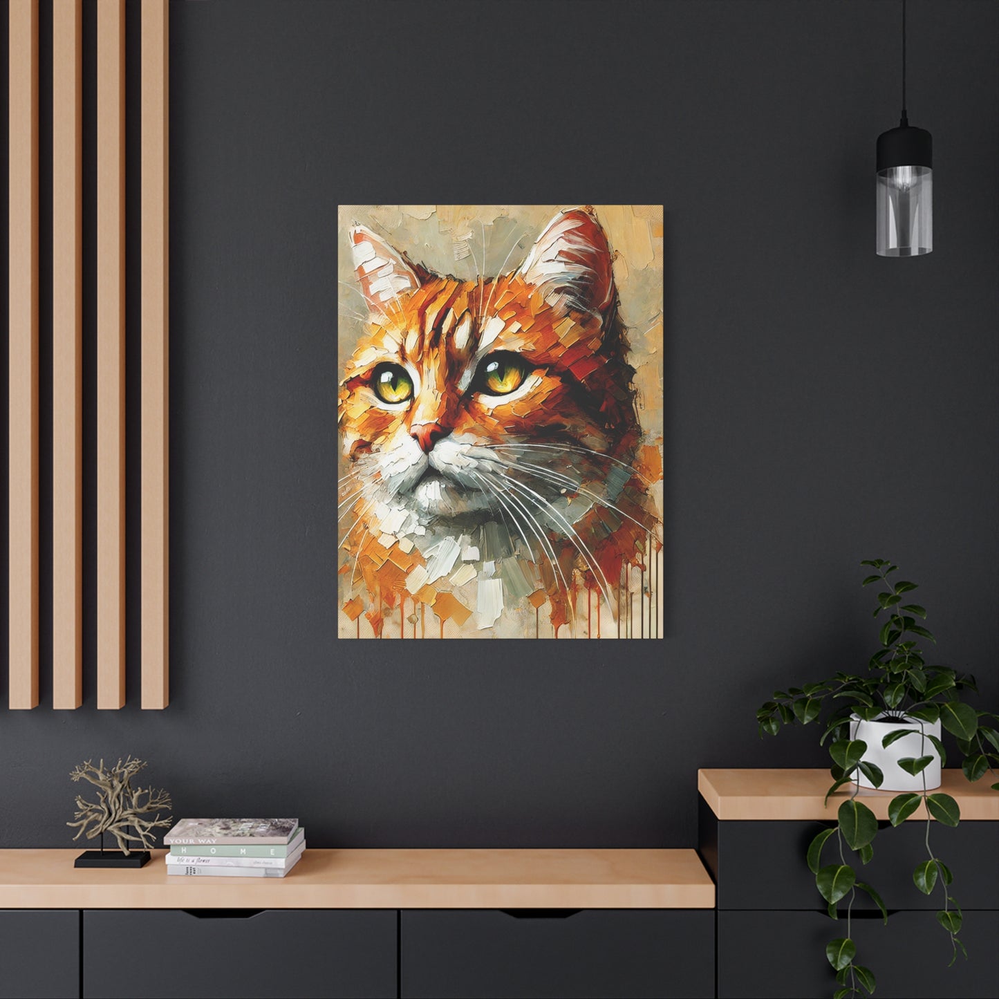 Orange Tabby Cat Oil Canvas Painting Print – A Delightful Addition for Cat Lovers and Home Decor