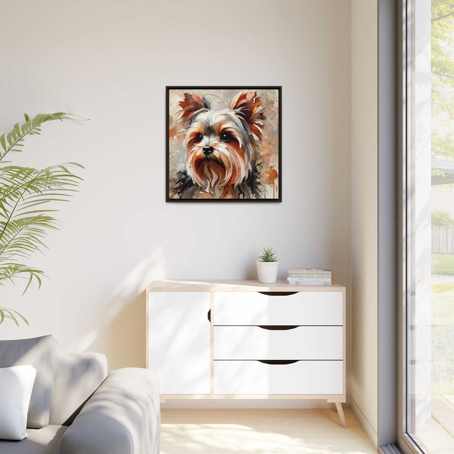 Yorkshire Terrier Oil Canvas Painting Print With Frame