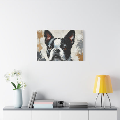 Boston Terrier Oil Canvas Painting Print – A Charming Addition for Dog Lovers and Art Collectors