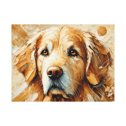 Golden Retriever Oil Canvas Painting Print – A Heartwarming Addition for Dog Lovers and Home Decor