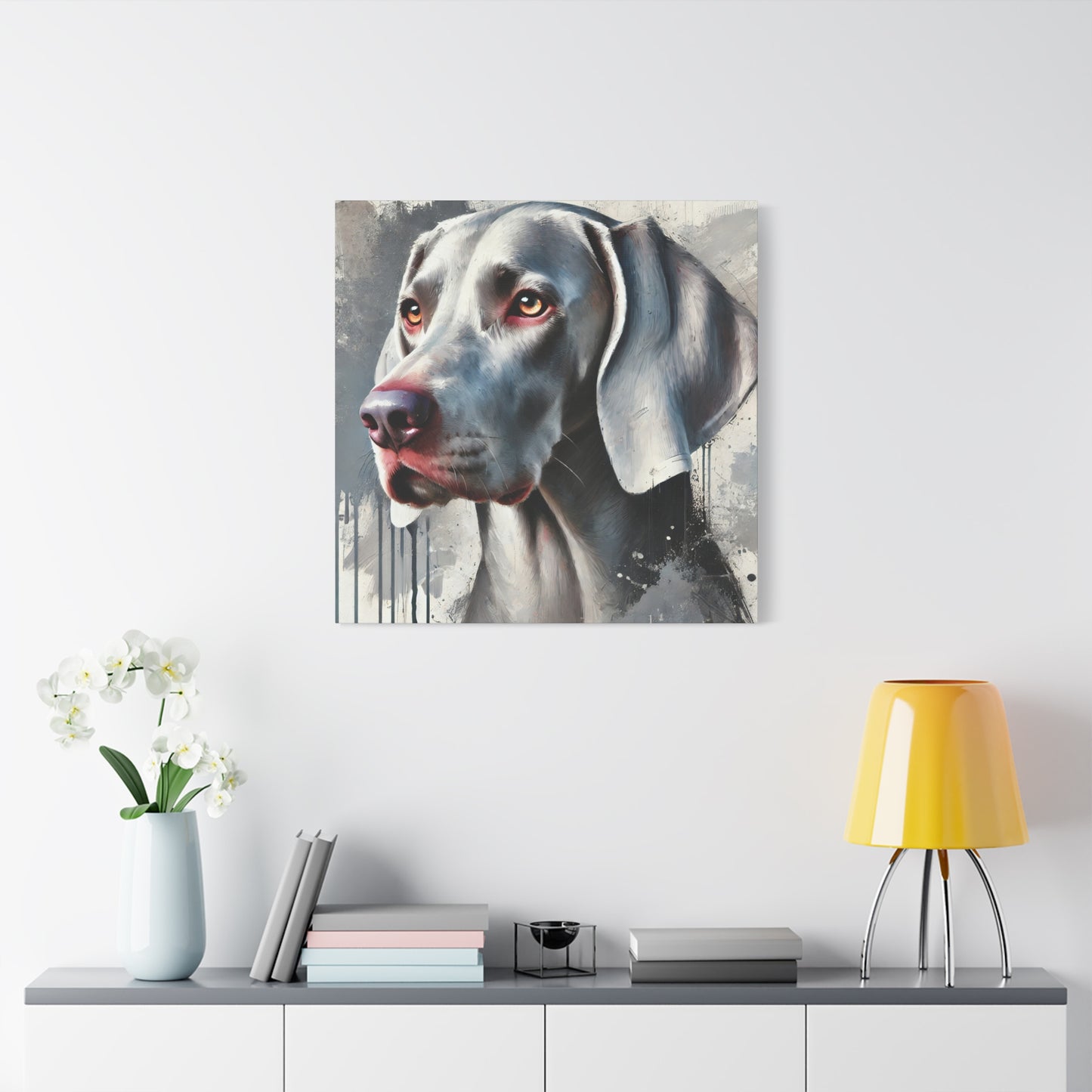 Weimaraner Dog Oil Canvas Painting Print – Perfect for Dog Lovers and Art Enthusiasts