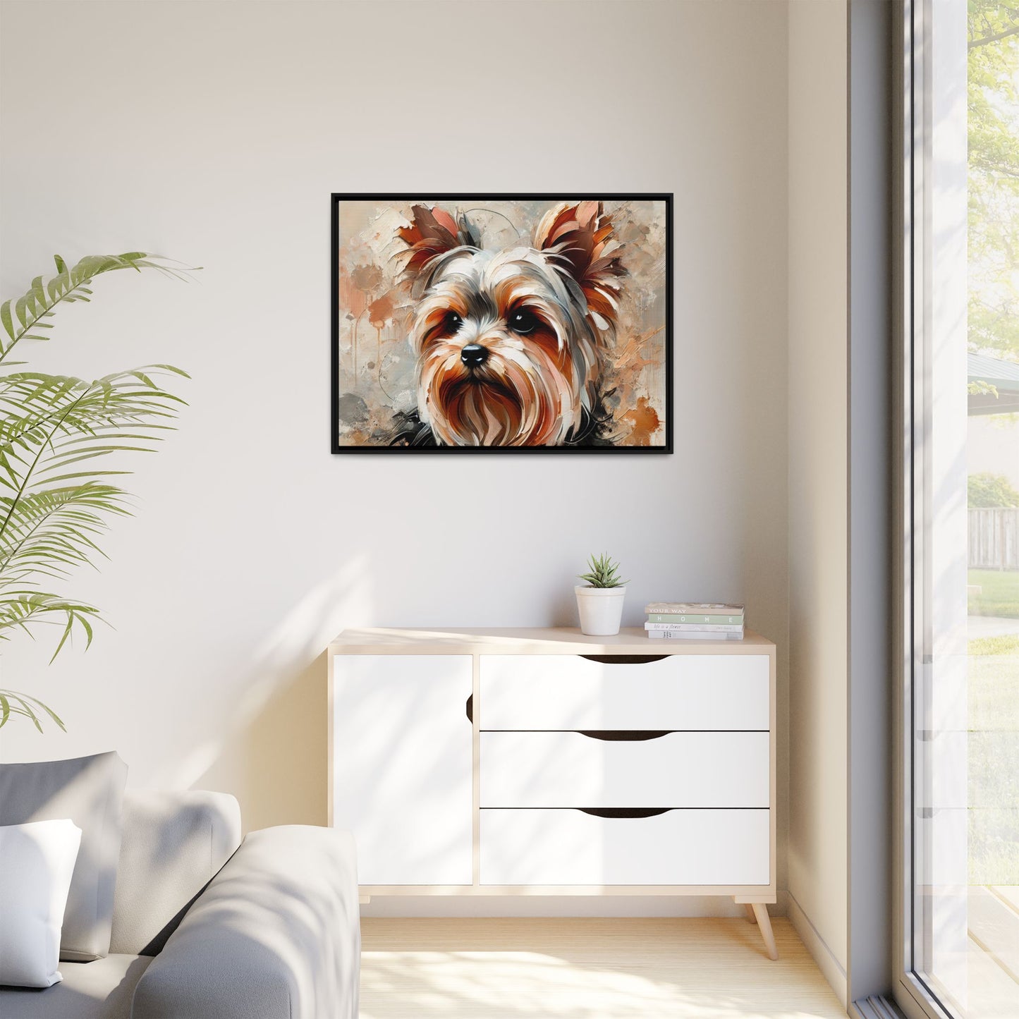 Yorkshire Terrier Oil Canvas Painting Print With Frame