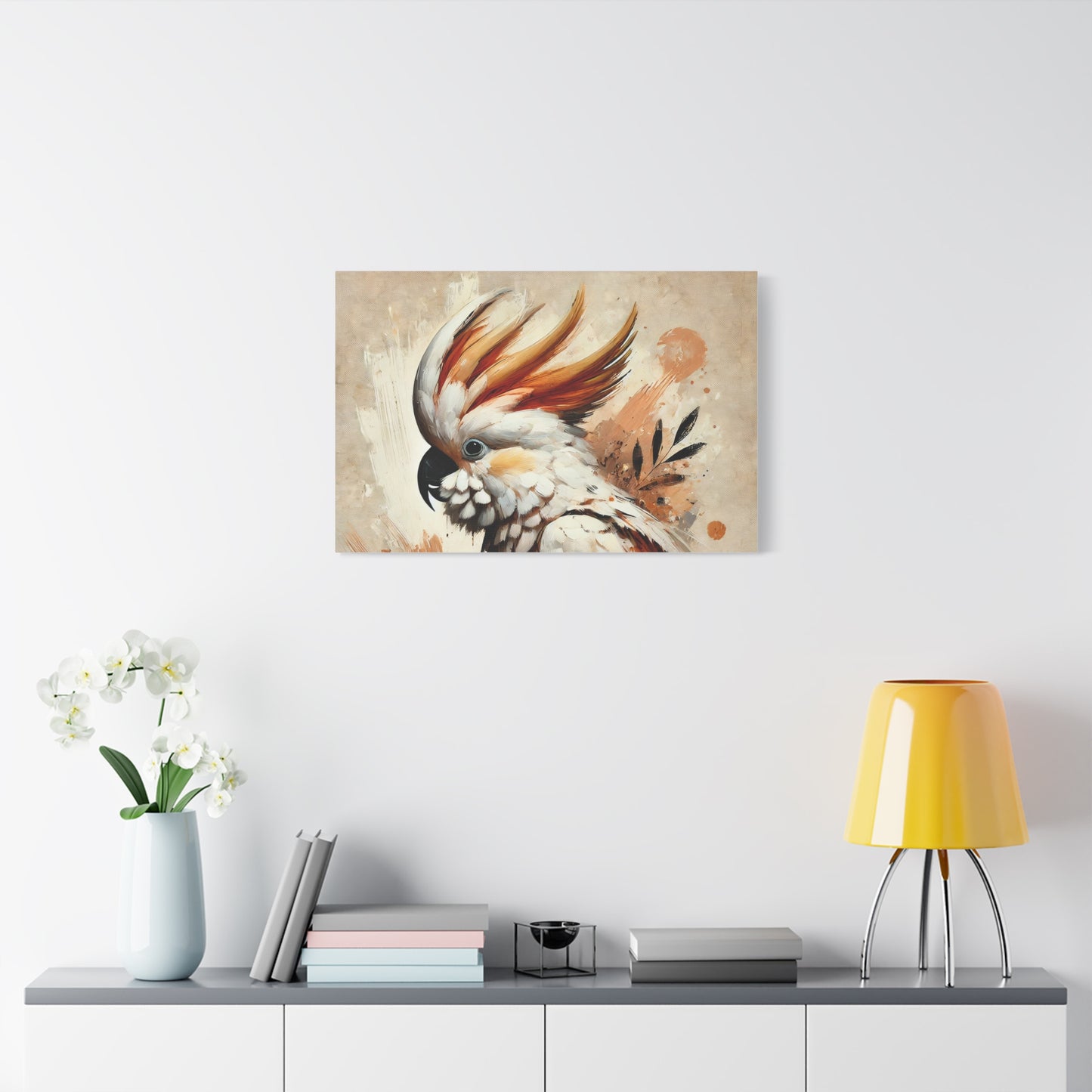 Cockatoo Oil Canvas Painting Print – A Stunning Addition for Bird Lovers and Home Decor