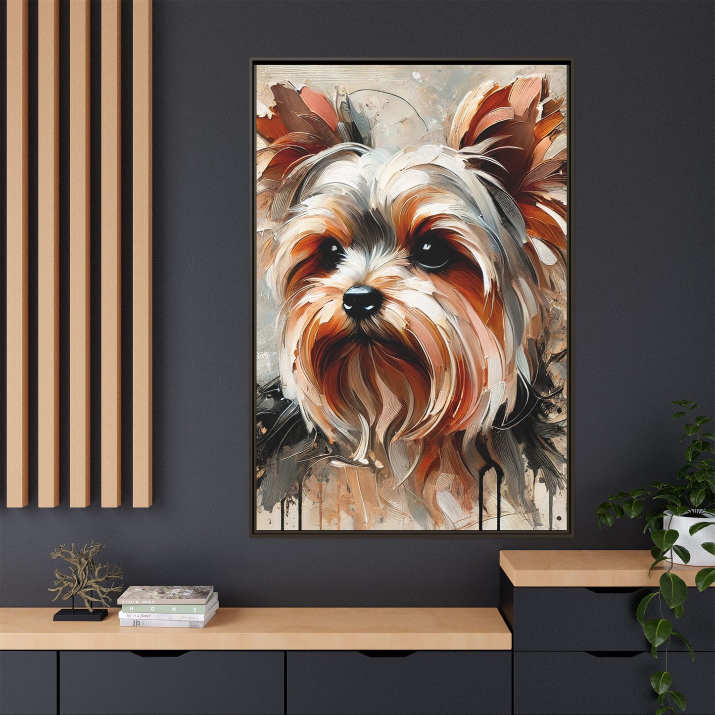 Yorkshire Terrier Oil Canvas Painting Print With Frame