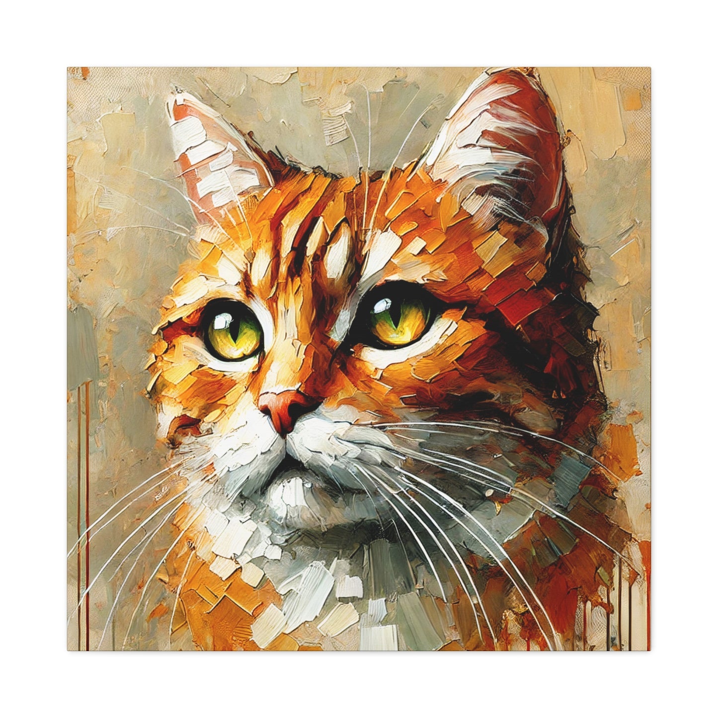 Orange Tabby Cat Oil Canvas Painting Print – A Delightful Addition for Cat Lovers and Home Decor