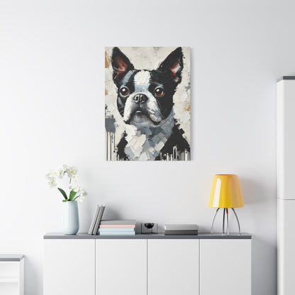 Boston Terrier Oil Canvas Painting Print – A Charming Addition for Dog Lovers and Art Collectors