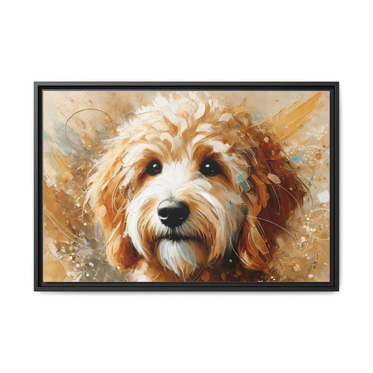 Golden Doodle Oil Canvas Painting Print – A Perfect Touch for Dog Lovers and Home Decor Enthusiasts, Framed (Multi-color)