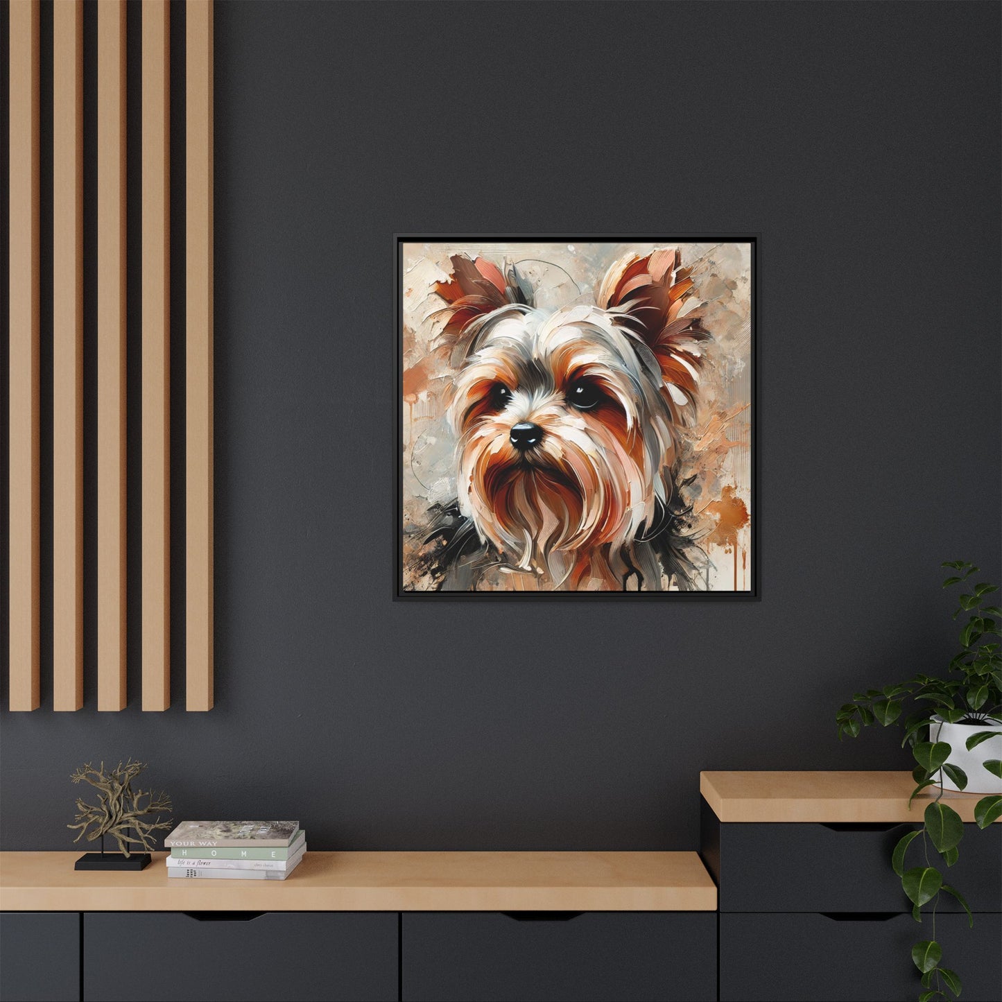 Yorkshire Terrier Oil Canvas Painting Print With Frame