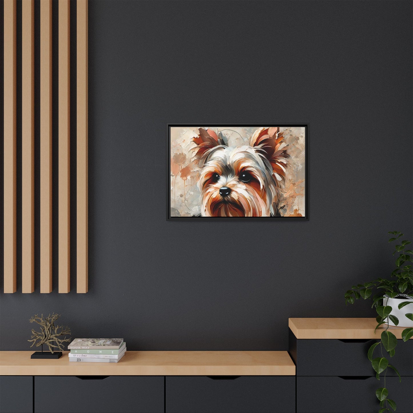 Yorkshire Terrier Oil Canvas Painting Print With Frame