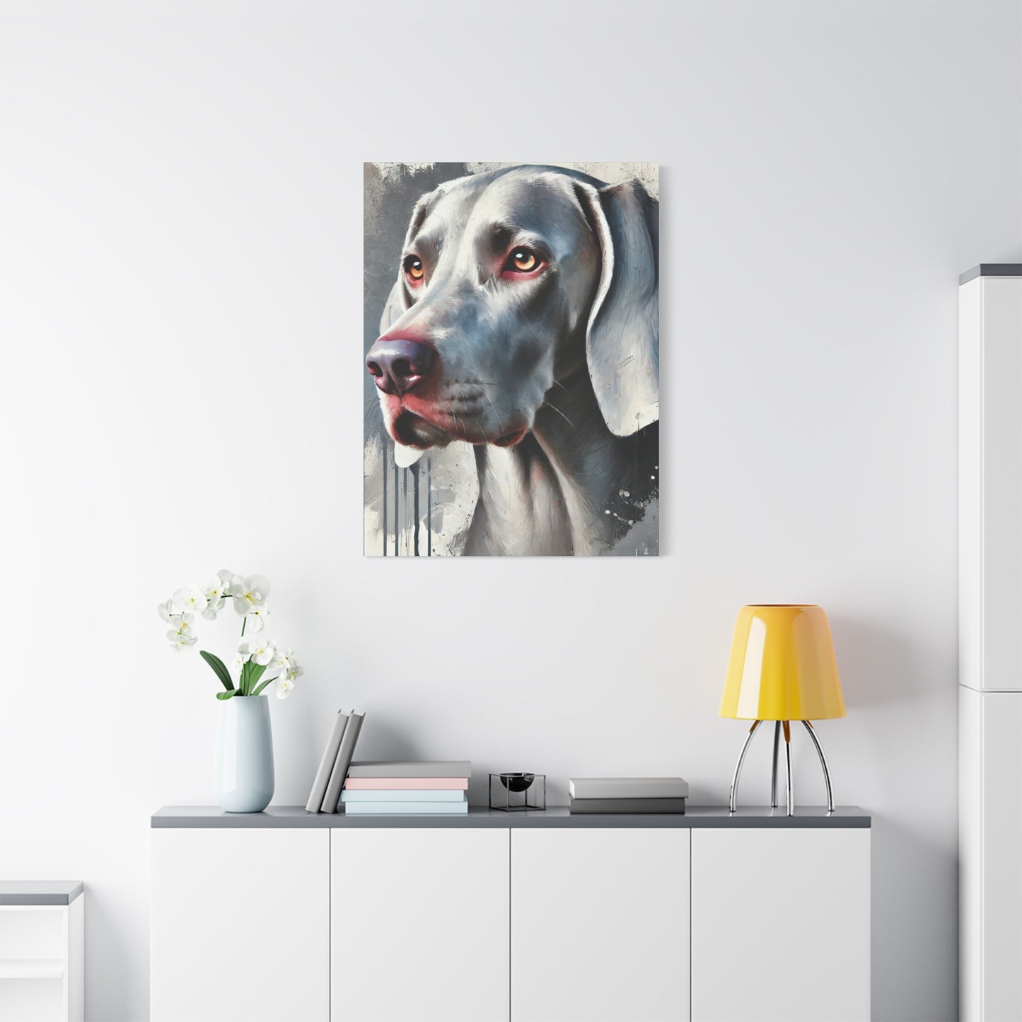 Weimaraner Dog Oil Canvas Painting Print – Perfect for Dog Lovers and Art Enthusiasts