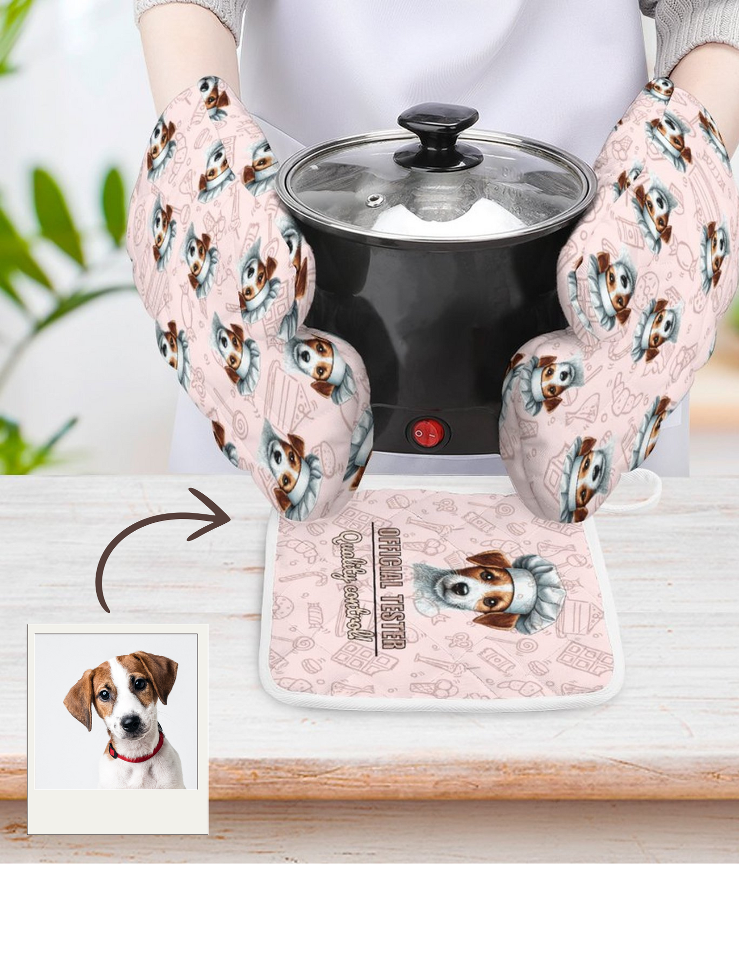 Custom Pet Oven Mitts and Pot Holder Set – Heat-Resistant and Personalized for Pet Lovers 🐾🔥