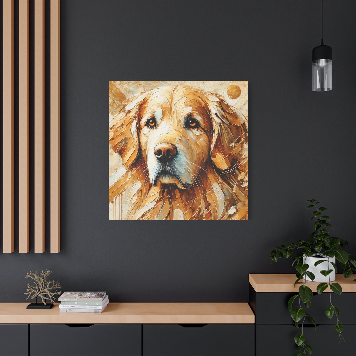 Golden Retriever Oil Canvas Painting Print – A Heartwarming Addition for Dog Lovers and Home Decor