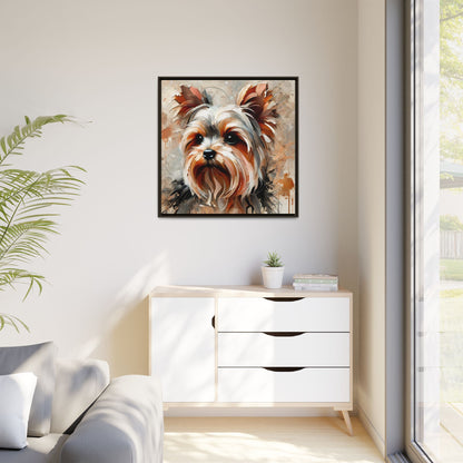 Yorkshire Terrier Oil Canvas Painting Print With Frame