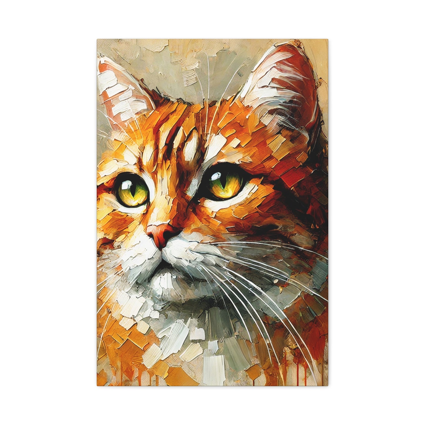 Orange Tabby Cat Oil Canvas Painting Print – A Delightful Addition for Cat Lovers and Home Decor