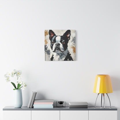 Boston Terrier Oil Canvas Painting Print – A Charming Addition for Dog Lovers and Art Collectors