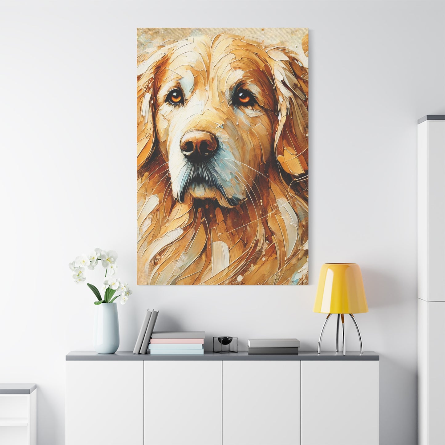 Golden Retriever Oil Canvas Painting Print – A Heartwarming Addition for Dog Lovers and Home Decor