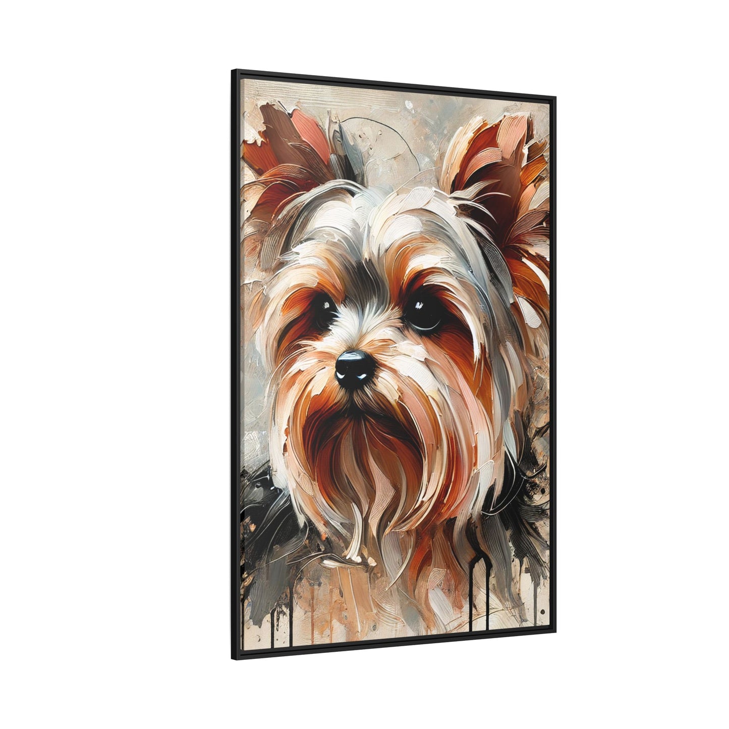 Yorkshire Terrier Oil Canvas Painting Print With Frame