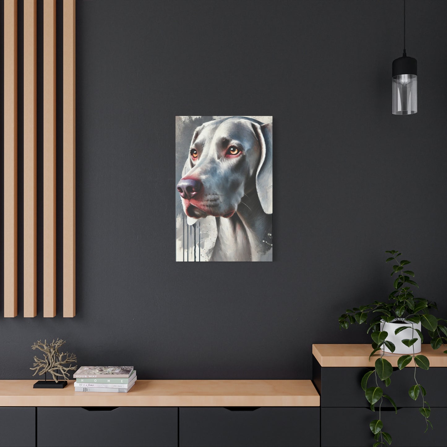 Weimaraner Dog Oil Canvas Painting Print – Perfect for Dog Lovers and Art Enthusiasts