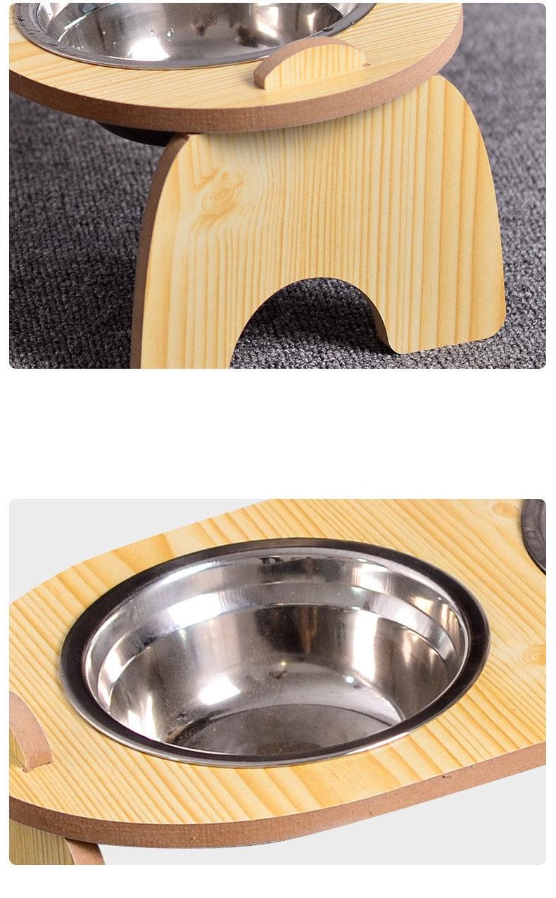 Raised Wooden Dog Bowl 