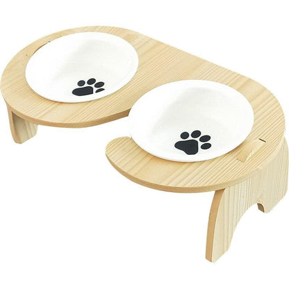 Raised Wooden Dog Bowl