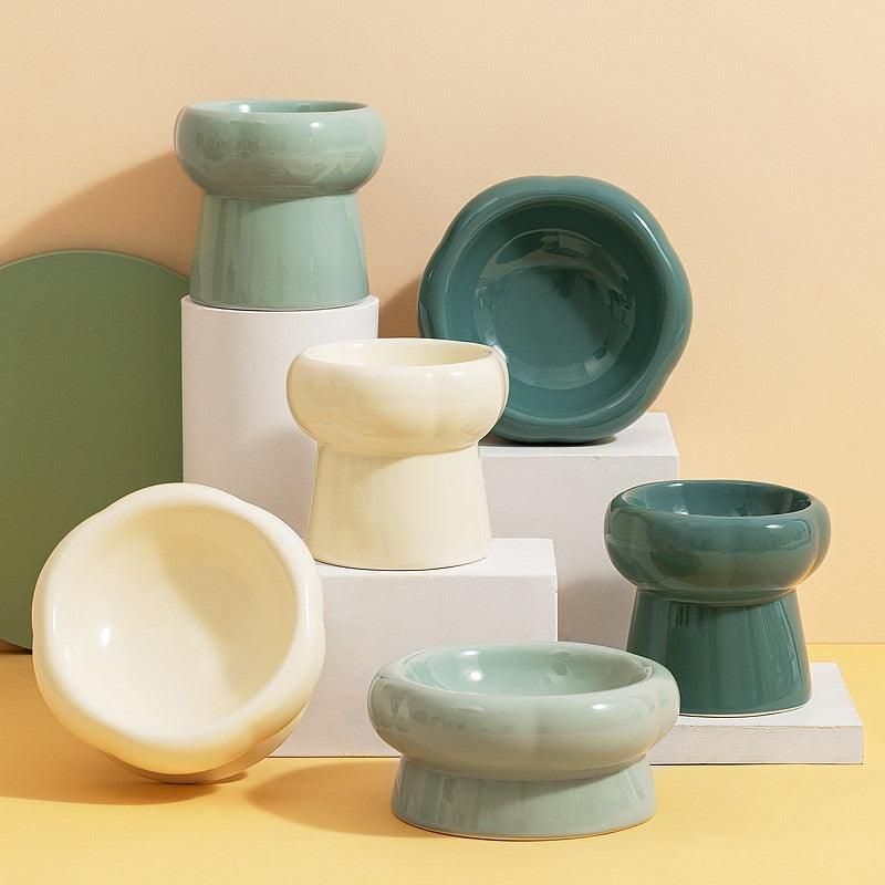 Elevated Ceramic Cat Bowls - karuna