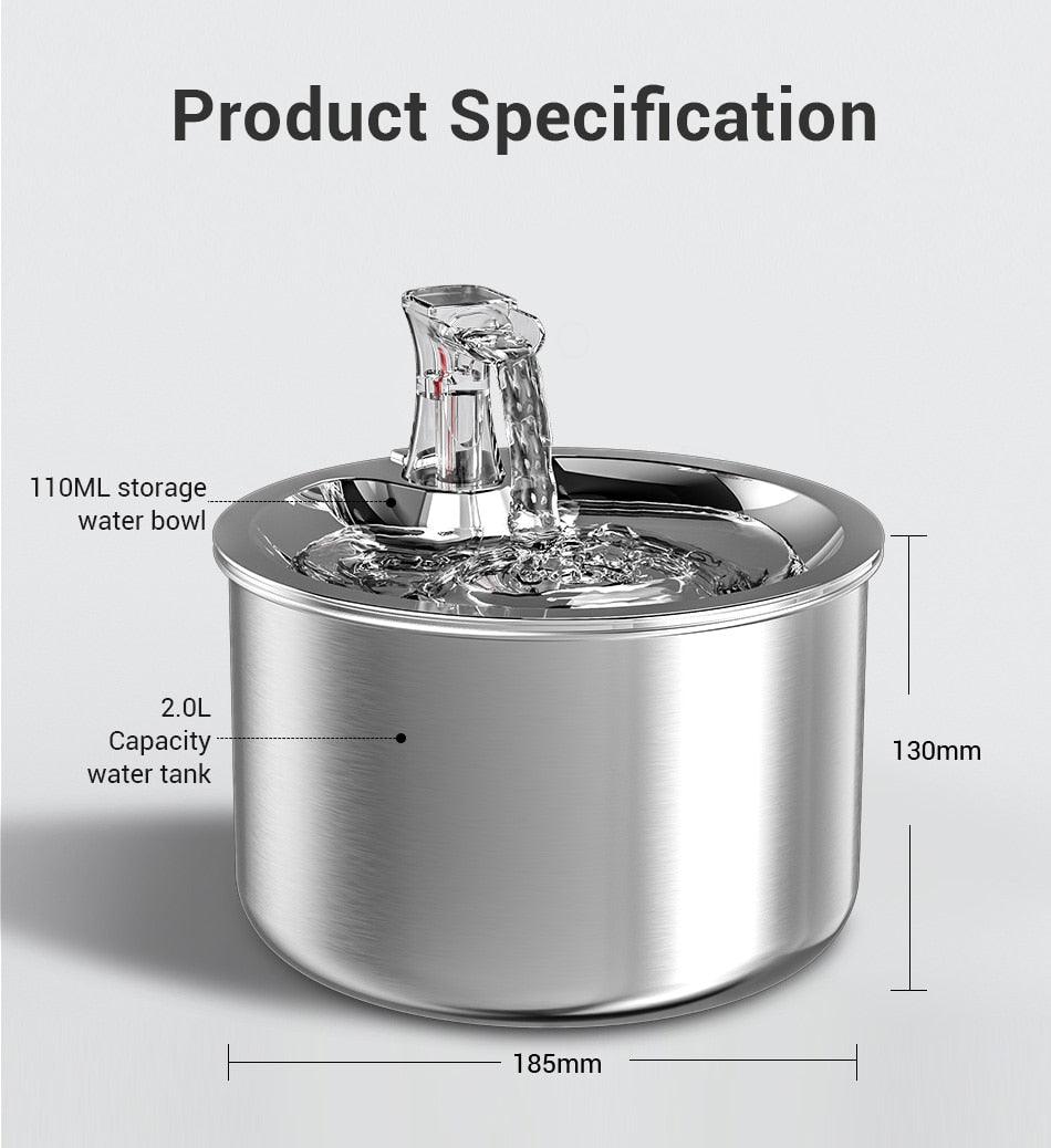 Stainless Steel Cat Water Fountain - karuna